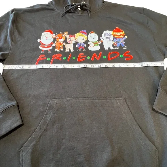 New Rudolph FRIENDS Graphic Sweatshirt Hoodie Black Unisex Women’s XL NWT - Picture 8 of 16